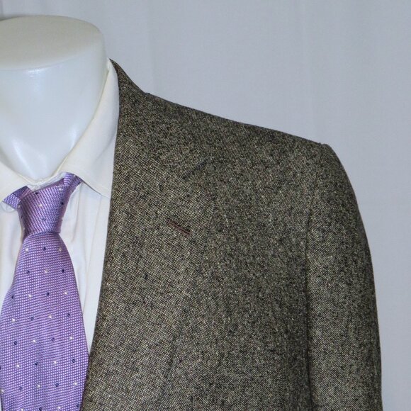 Henry Poole Savile Row Bespoke Gray Donegal Tweed Two Button Sport Coat 46R - Picture 1 of 15